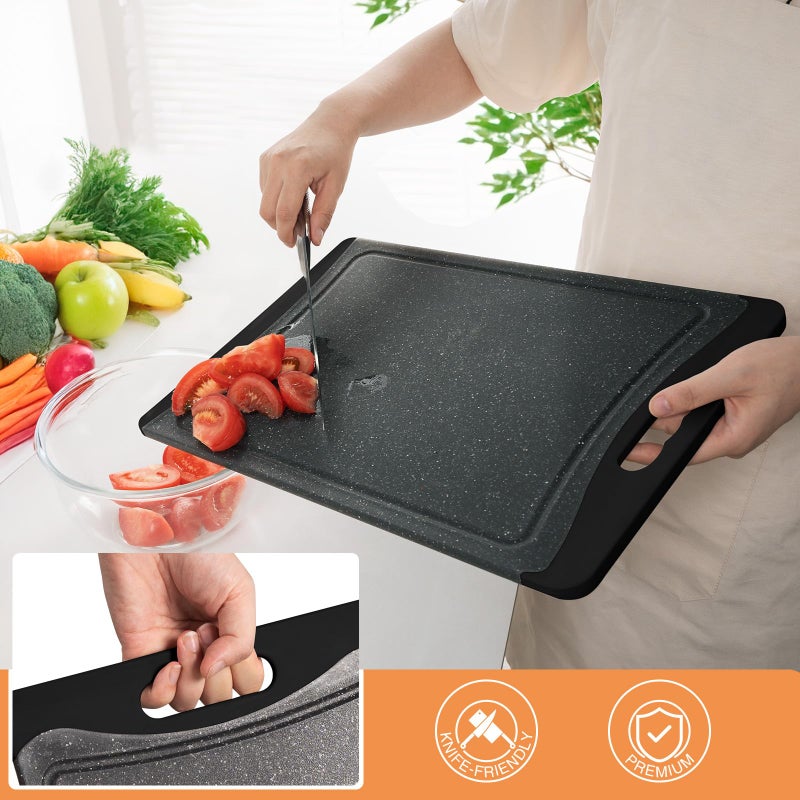 Empune Extra Large Cutting Boards, Plastic Cutting Boards for Kitchen (Set of 3), Dark Grey - Image 3