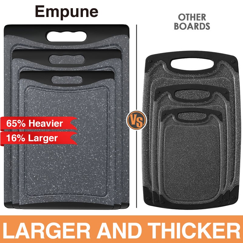 Empune Extra Large Cutting Boards, Plastic Cutting Boards for Kitchen (Set of 3), Dark Grey - Image 2