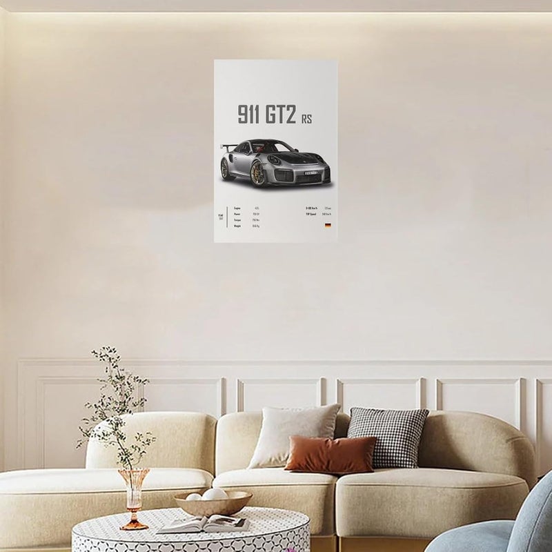 Dujoi Car Poster 911 GT3RS Posters Racing Wall Art Vintage For Men Prints Canvas Framed Unframe-style 16x24inch(40x60cm) - Image 3