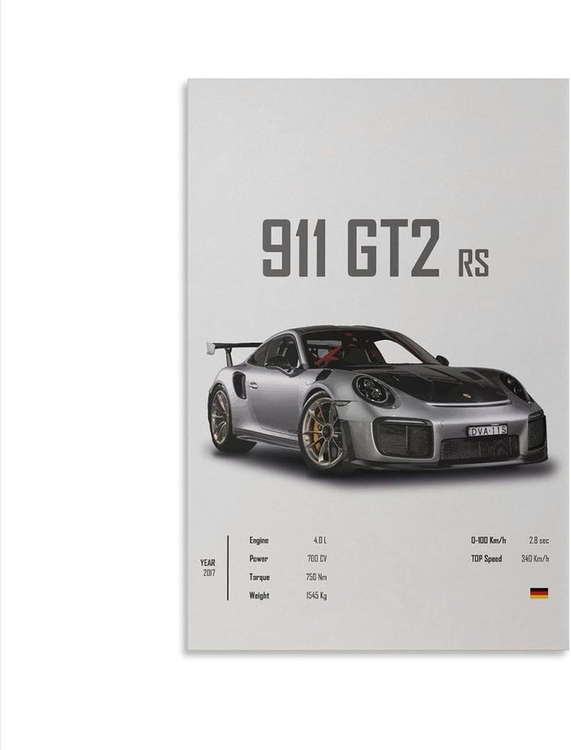 Dujoi Car Poster 911 GT3RS Posters Racing Wall Art Vintage For Men Prints Canvas Framed Unframe-style 16x24inch(40x60cm) - Image 1