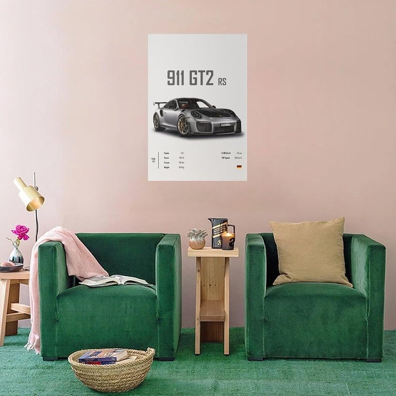Dujoi Car Poster 911 GT3RS Posters Racing Wall Art Vintage For Men Prints Canvas Framed Unframe-style 16x24inch(40x60cm) - Image 4