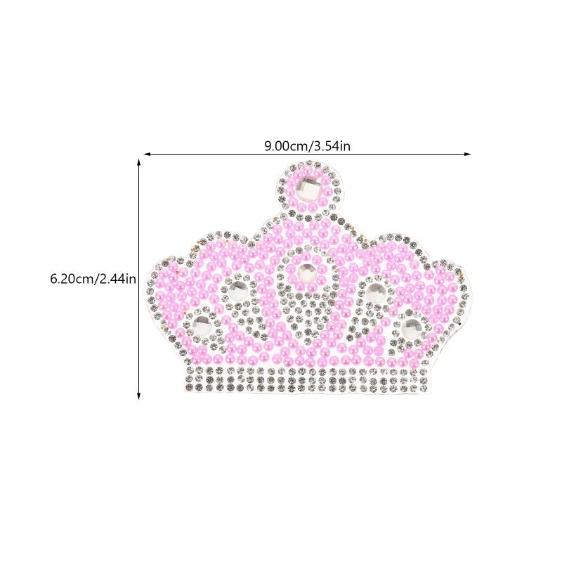 Pink Crown Rhinestone Iron On Patch 6 8x9 3cm DIY Clothing Accessory For Garments Bags Decoration - Image 3