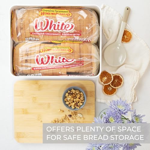 ZICOTO Beautiful Bread Box With Wooden Lid For Your Kitchen Countertop - Spacious Container Perfectly Stores Your Homemade Bread, English Muffins & Bagels - Quality Cutting Board Lid Keeps Loaf Fresh - Image 5