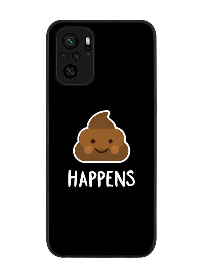 Stylizedd Rugged Black edge case for Redmi Note 10S/Redmi Note 10 4G Slim fit Soft Case Flexible Rubber Edges Anti Drop TPU Gel Thin Cover - Shit happens - Image 1