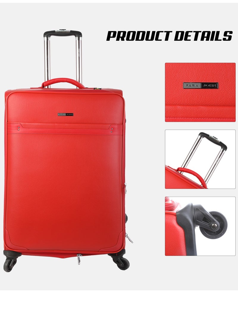 بارا جون طقم حقائب ترولي من 4 قطع مصنوع من جلد PU مع 4 عجلات دوارة - اللون الأحمر - Image 3