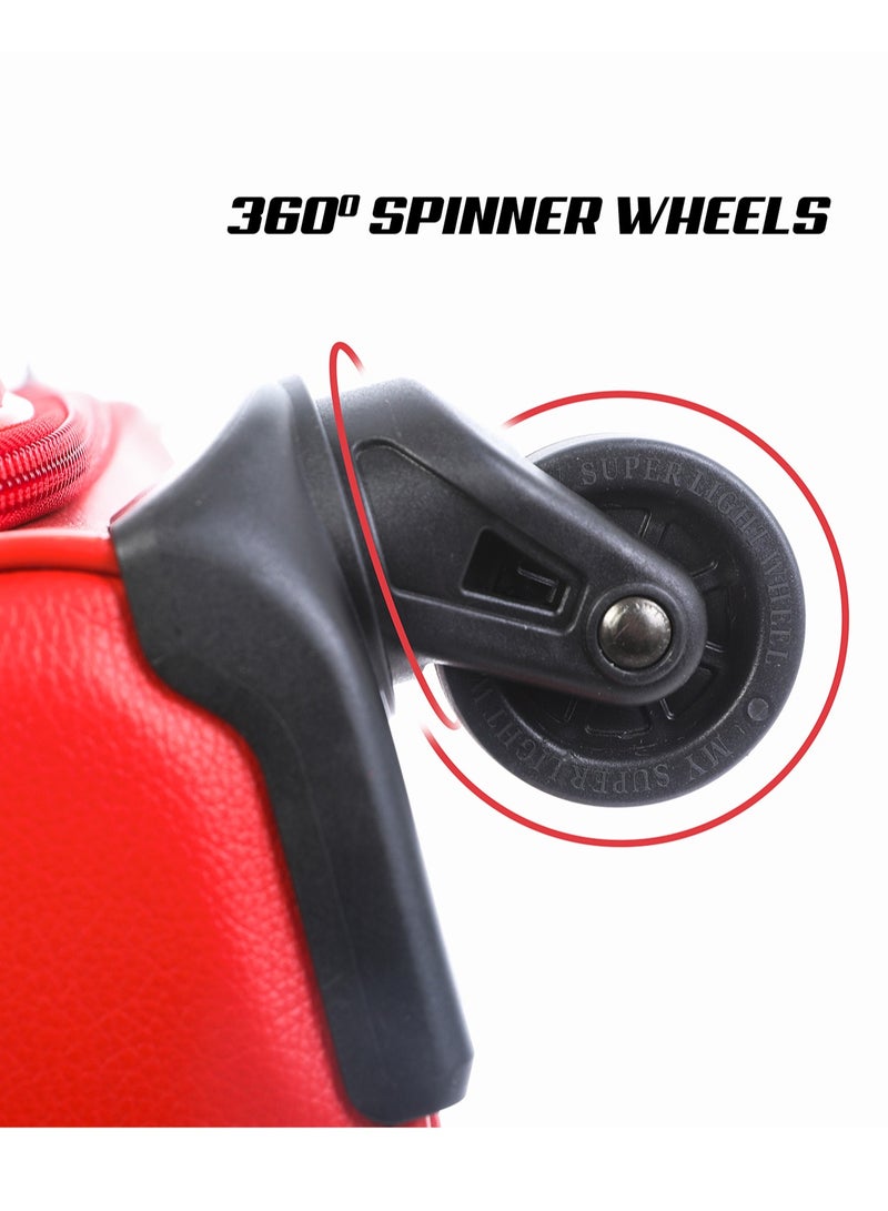 بارا جون طقم حقائب ترولي من 4 قطع مصنوع من جلد PU مع 4 عجلات دوارة - اللون الأحمر - Image 4