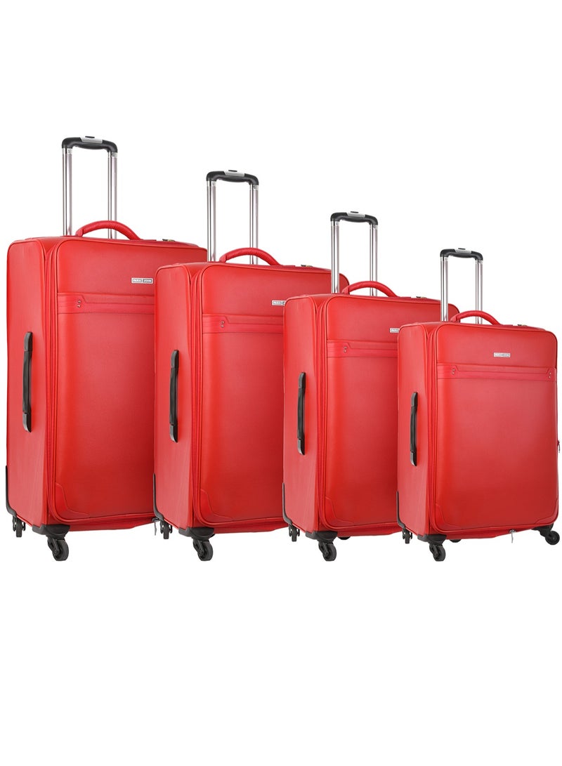 بارا جون طقم حقائب ترولي من 4 قطع مصنوع من جلد PU مع 4 عجلات دوارة - اللون الأحمر - Image 1