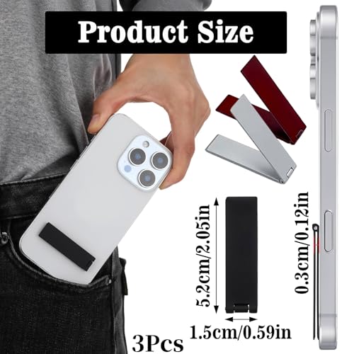FFZDENA 3PCS Kickstand for Mobile, Folding Invisible Portable Metal Cell Phone Stand Holder for Desk, Phone Back Holder Grip, Compatible with iPhone, Samsung and All Cellphones - Image 2