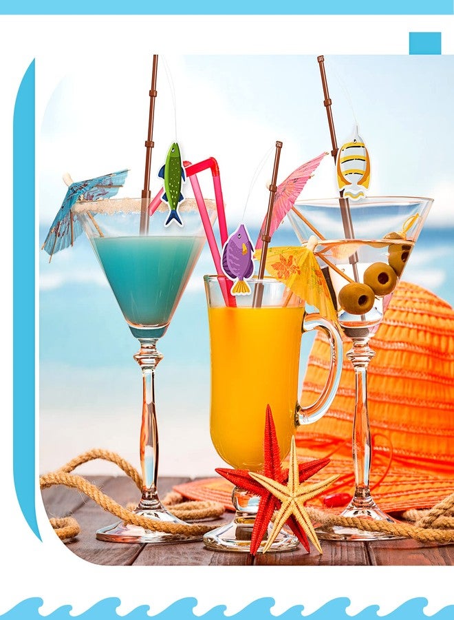 چوينت مجموعة زينة حفلات أعياد الميلاد من جونتي، 36 قطعة، بتصميمات مستوحاة من صيد الأسماك، تتضمن أعواد تزيين الكب كيك على شكل سمكة، وعصي تزيين، وزينة كوكتيل استوائية، وزينة كعكة الكوكتيل. - Image 4