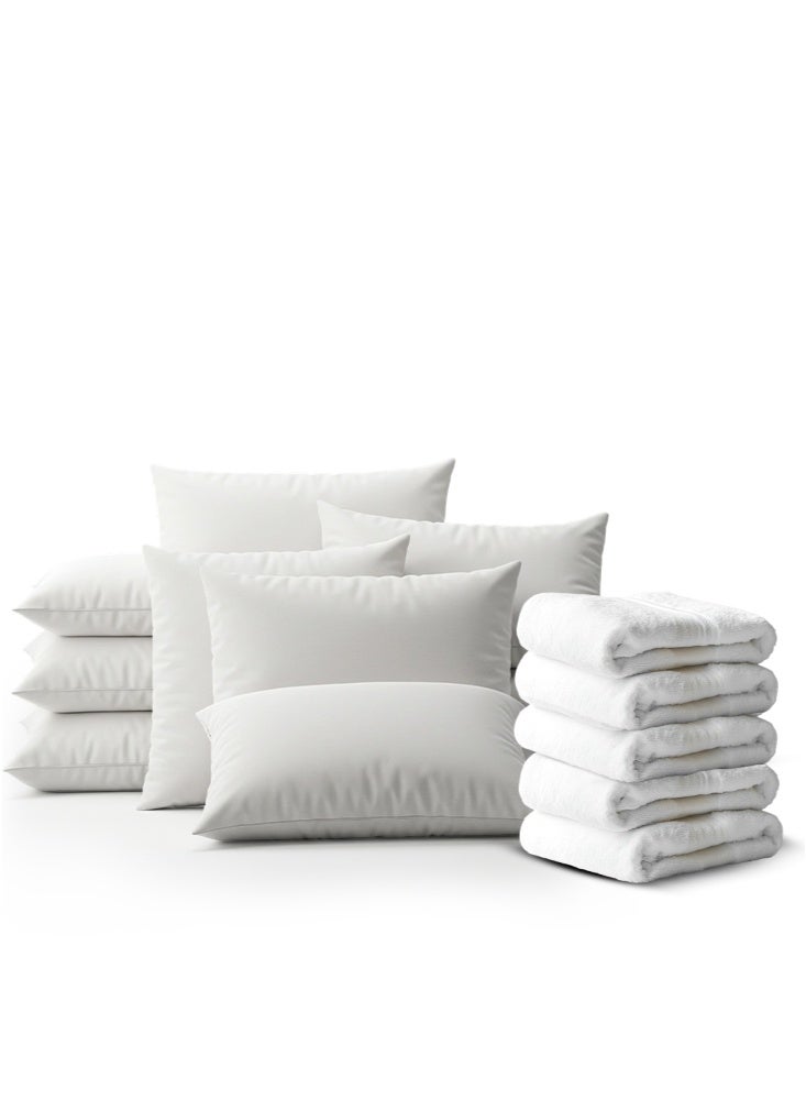 Monwem 10 Pillow 1000 GSM with 5 Towels Set
