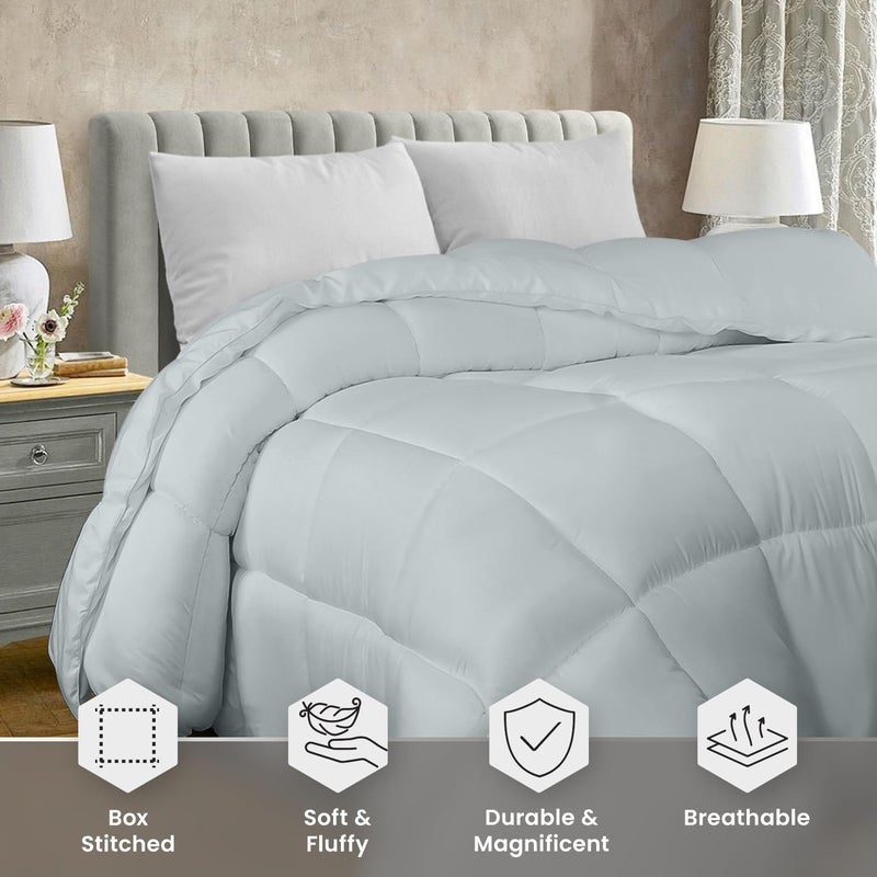 Utopia Bedding Comforter Duvet Insert, Quilted Comforter with Corner Tabs, Box Stitched Down Alternative Comforters Queen Size (Light Grey) - Image 4