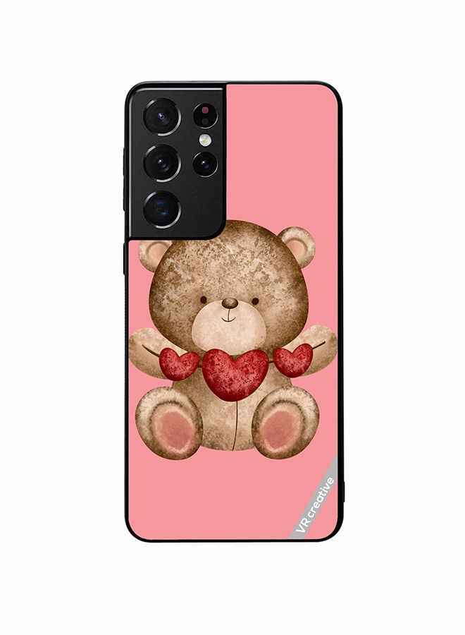 VR CREATIVE Protective Case Cover For Samsung Galaxy S21 Ultra 5G Bear Love Design Multicolour - Image 1