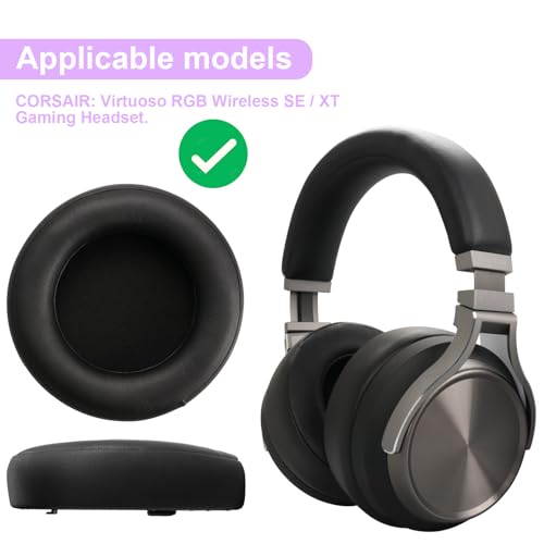 Sodorous Virtuoso RGB Ear Pads Replacement Ear Cushions Compatible with Corsair Virtuoso RGB Wireless XT SE Gaming Headset Earpads Protein Leather and Soft Memory Foam Ear Cups Cover - Image 5