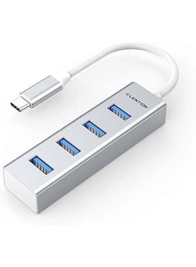 LENTION 4-in-1 USB C Hub, 4 USB 3.0 Ports, USB C to USB A Multiport Adapter for 2025-2016 MacBook Pro, Mac Air & Surface, iPad Pro, Chromebook, More, Stable Driver Certified (CB-C22s, Silver) - Image 1