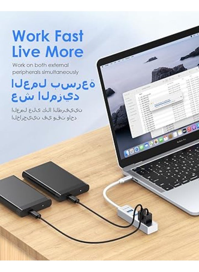 LENTION 4-in-1 USB C Hub, 4 USB 3.0 Ports, USB C to USB A Multiport Adapter for 2025-2016 MacBook Pro, Mac Air & Surface, iPad Pro, Chromebook, More, Stable Driver Certified (CB-C22s, Silver) - Image 5