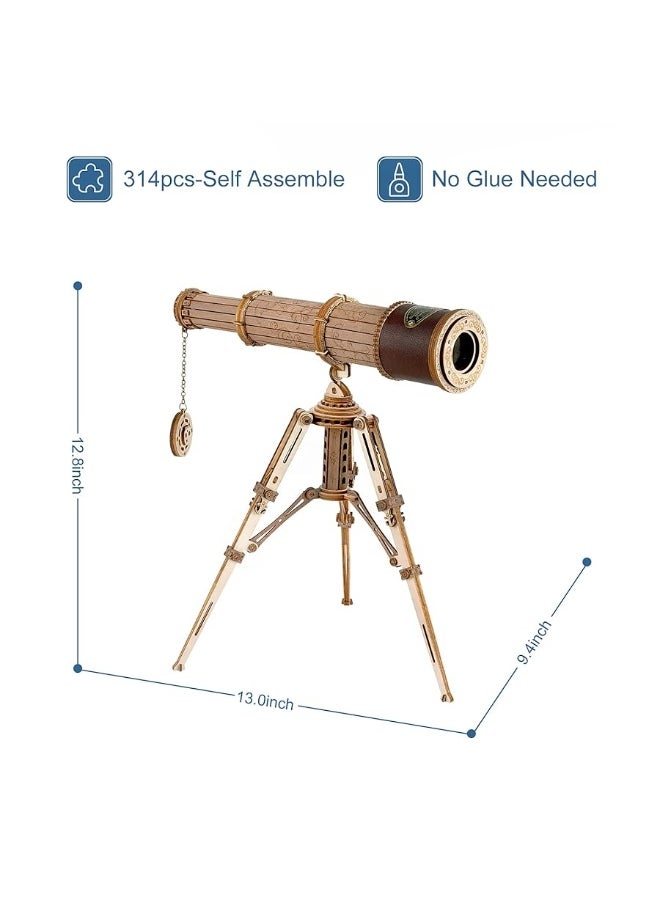 RoWood Rowood Telescope 3D Puzzles for Adults, DIY Wooden Model Building Kit, Christmas Birthday Gift for Kids Teens  - Image 1