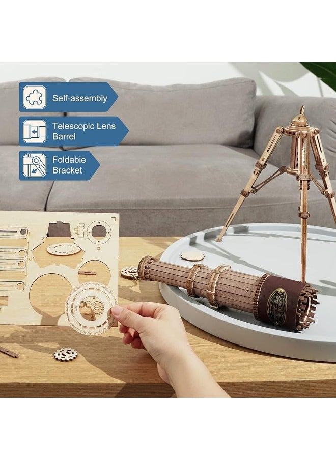 RoWood Rowood Telescope 3D Puzzles for Adults, DIY Wooden Model Building Kit, Christmas Birthday Gift for Kids Teens  - Image 4