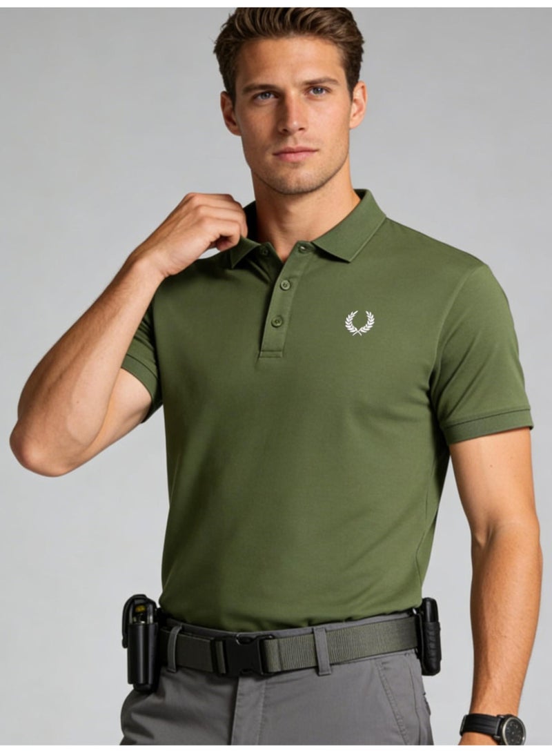 فريد بيري Fred Perry double-pointed Polo shirt | Men's Polo shirt with white striped collar and cuffs, classic modern style, creating timeless casual fashion. - Image 5