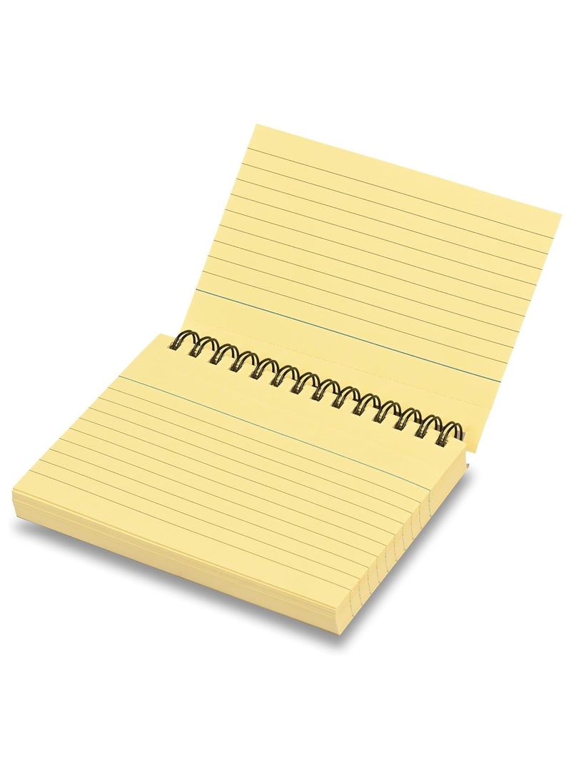 FIS® Ruled Record Cards Size:8"x5" Inches (203x127mm), Double Loop Spiral Binding, Two Sides Single Ruled, 180gsm, Perforated, 50 Sheets Per Pad, Packet of 3 Pieces, Yellow Color-FSIC85-180SPYL-3 - Image 5