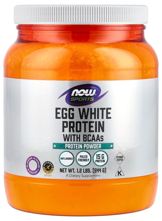 now Sports Egg White Protein with BCAAs Protein Powder Unflavored 1.2 lbs (544 g)