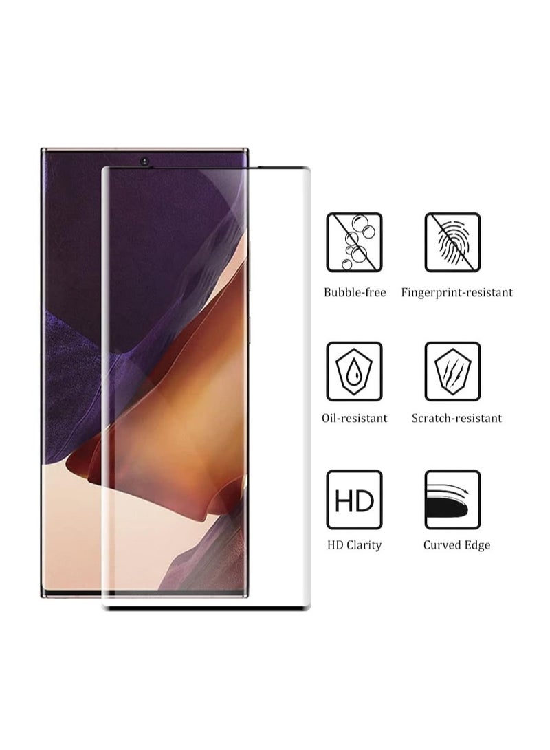 DUSALA (2+2Pack) Samsung Galaxy Note 20 Ultra Screen Protector 3D Curved Full Coverage HD Clear Anti Scratch Tempered Glass & Camera Lens Protector Easy Installation] - Image 2
