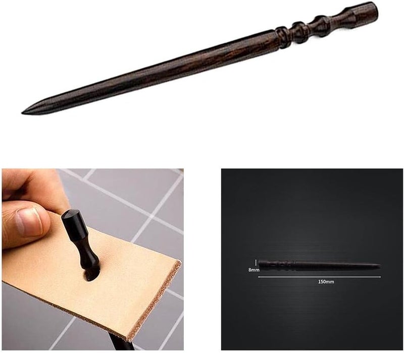 klarako Premium Ebony Wood Leathercraft Slicker Round Burnisher Polished Rod Edge Burnisher Slicker Tool Leather Burnishing Tool DIY Leather Chamfering Device - Image 3