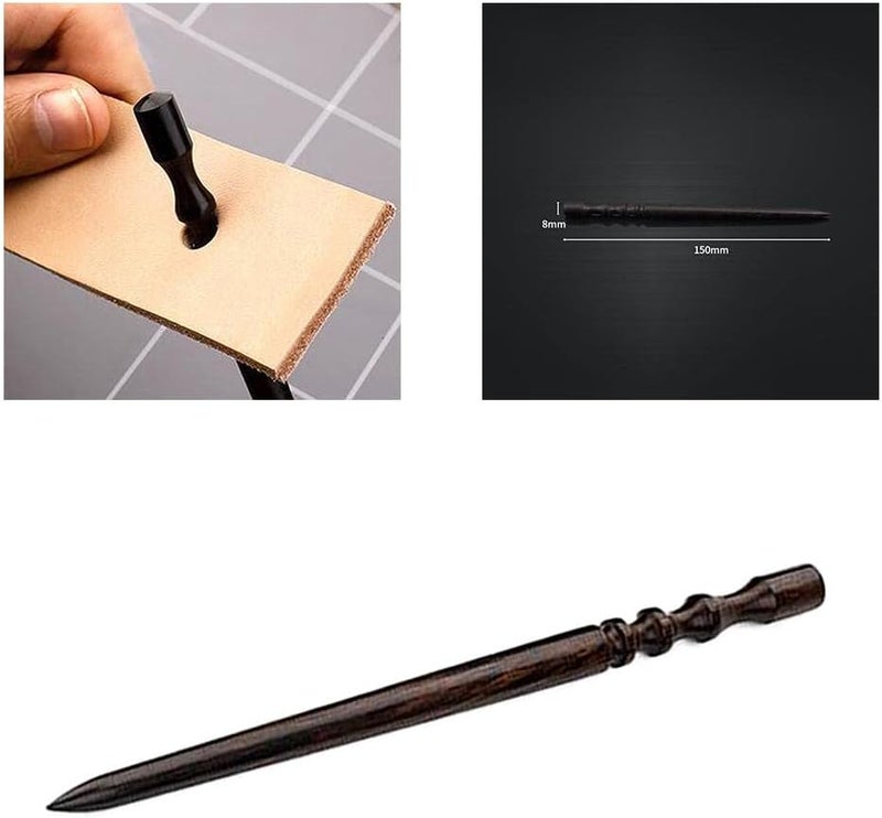 klarako Premium Ebony Wood Leathercraft Slicker Round Burnisher Polished Rod Edge Burnisher Slicker Tool Leather Burnishing Tool DIY Leather Chamfering Device - Image 4