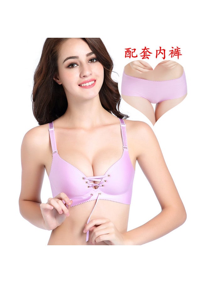Honeycomb Cup Breathable Bra Gloss Tape Pull-up Adjustable Underwear Bra Set