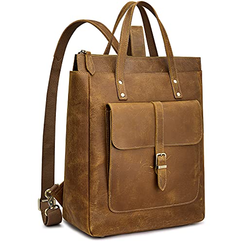 S-ZONE Women Genuine Leather Backpack Purse Retro Top-handle Bags Vintage Totes Casual Daypack - Image 1