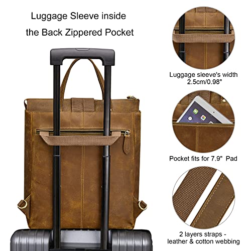 S-ZONE Women Genuine Leather Backpack Purse Retro Top-handle Bags Vintage Totes Casual Daypack - Image 4