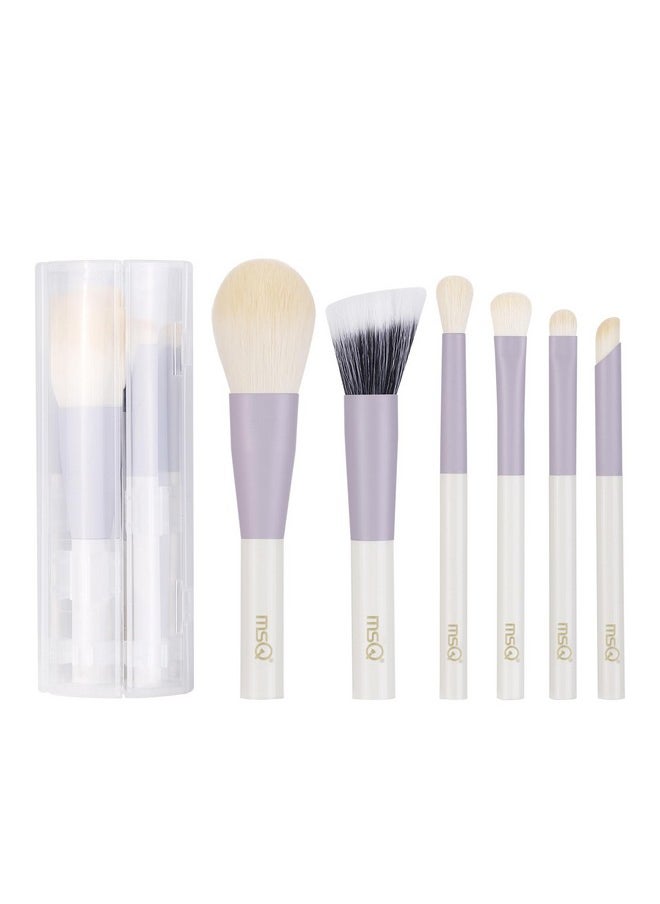 MSQ Make Up Brushes 6Pcs Makeup Brush Set Premium Synthetic Powder Brush Blending Brush Eyeshadow Brushes Concealer Brush Stippling Brush With Case (Purple)  - Image 1