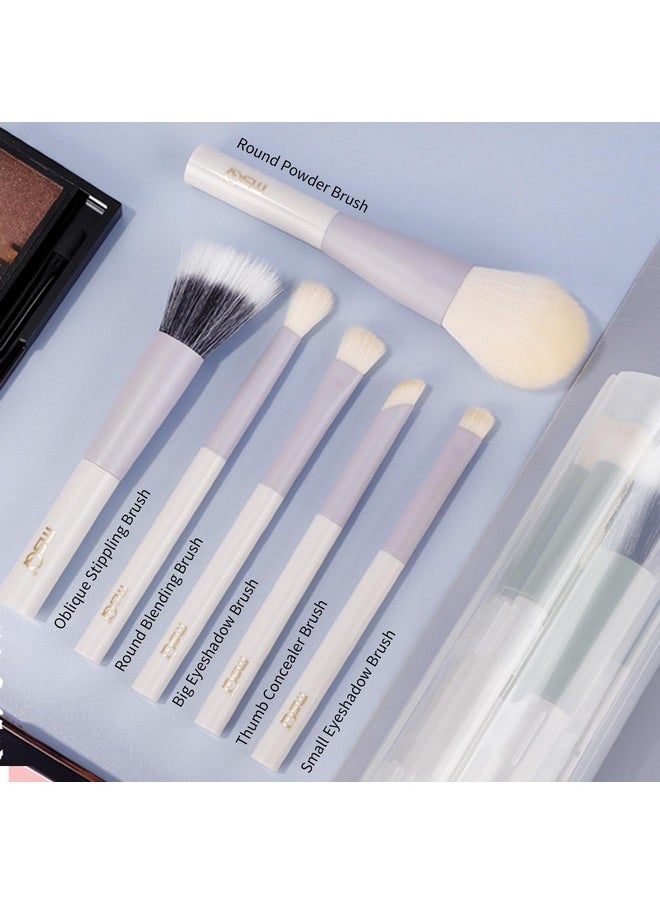 MSQ Make Up Brushes 6Pcs Makeup Brush Set Premium Synthetic Powder Brush Blending Brush Eyeshadow Brushes Concealer Brush Stippling Brush With Case (Purple)  - Image 3