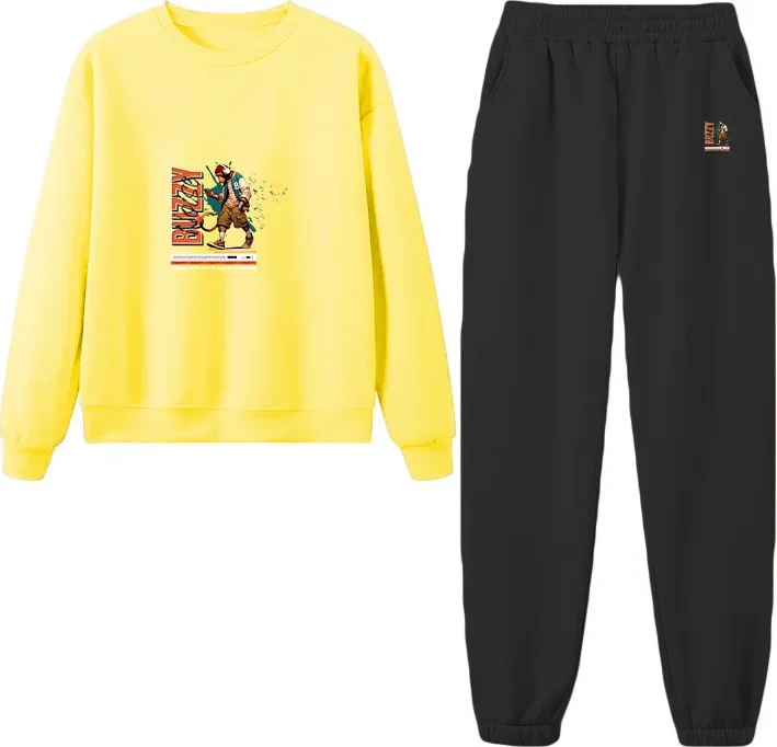 دوغ فش Tracksuit Set Oversize Buzzynoise Printed Tracksuit Set,lover,couple Combination Yellow