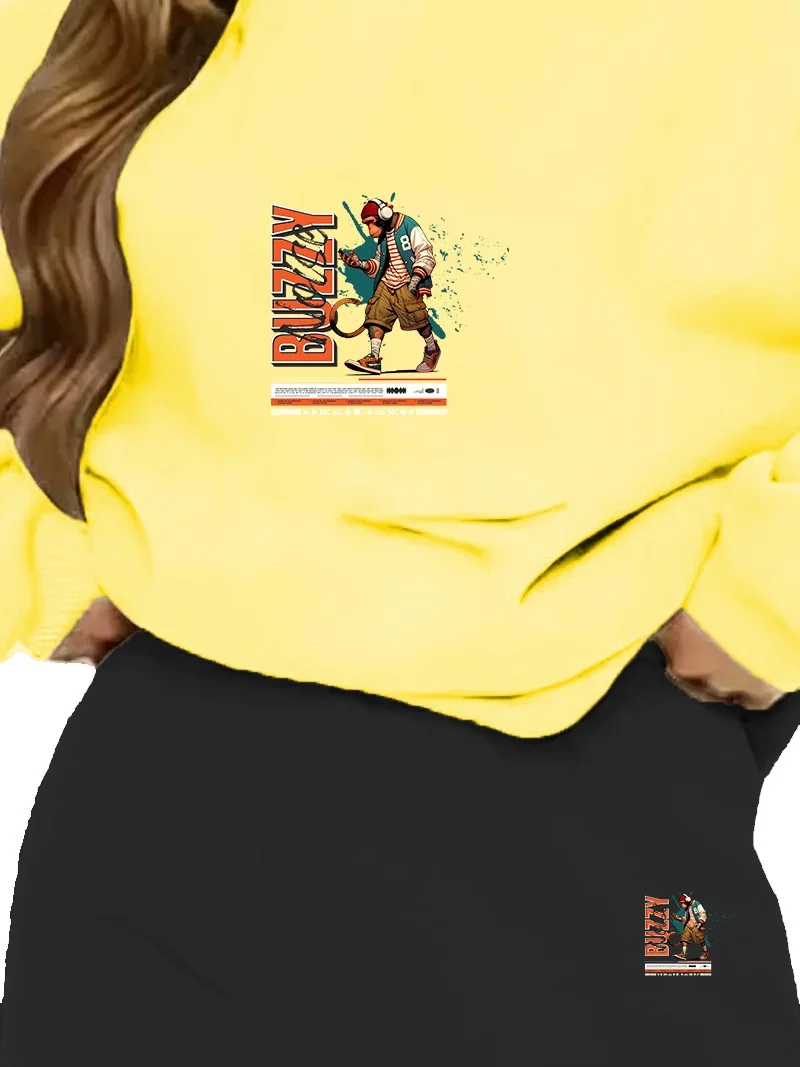 دوغ فش Tracksuit Set Oversize Buzzynoise Printed Tracksuit Set,lover,couple Combination Yellow