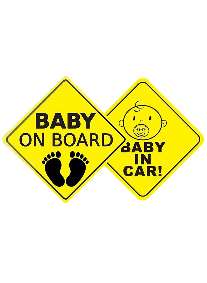 GNAFOTU Baby On Board Sign for Car, Safety Signs, Reflective at Night, Weatherproof, Self Adhesive Vinyl(Pack of 2, 5.5*5.5in) - Image 1
