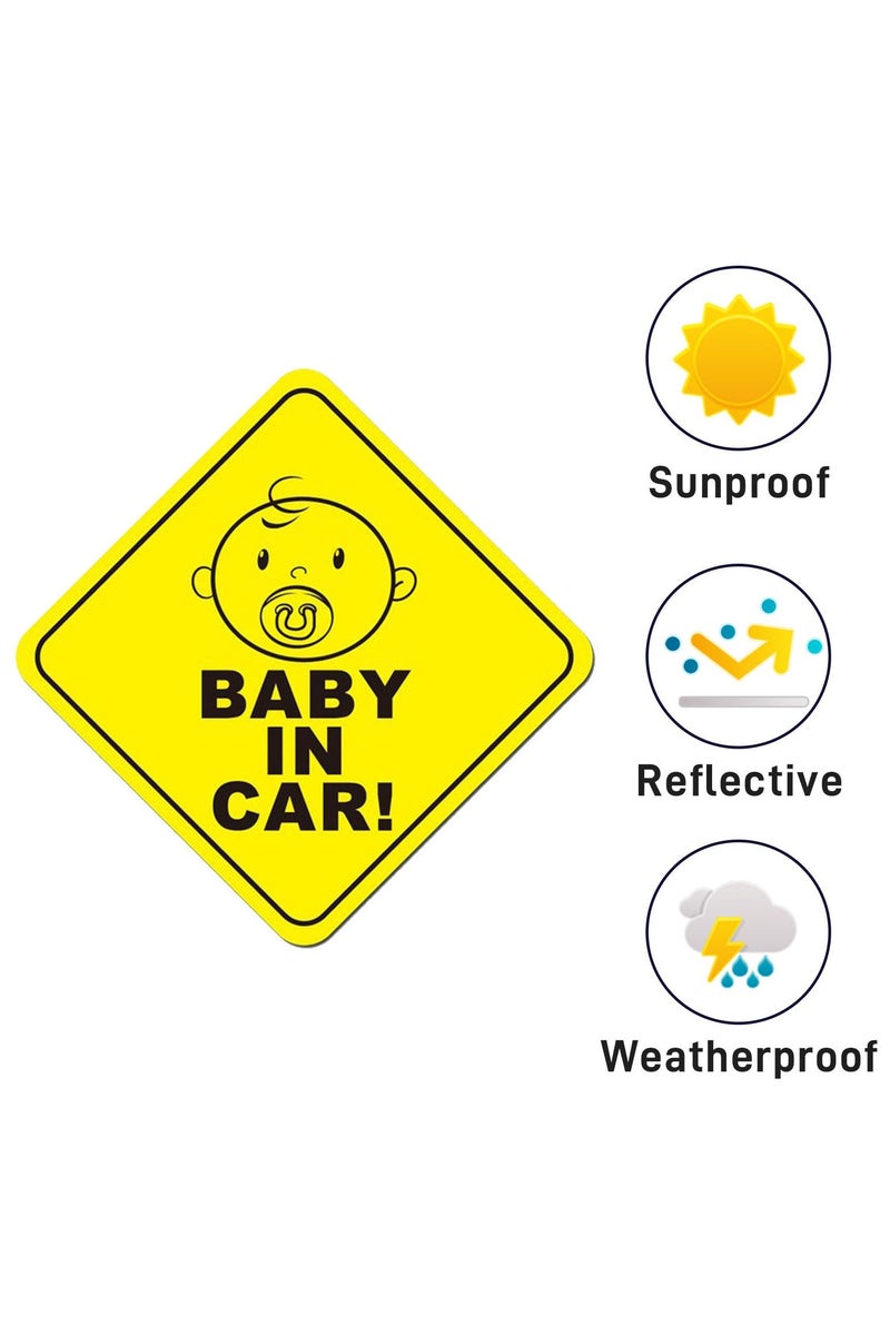 GNAFOTU Baby On Board Sign for Car, Safety Signs, Reflective at Night, Weatherproof, Self Adhesive Vinyl(Pack of 2, 5.5*5.5in) - Image 5