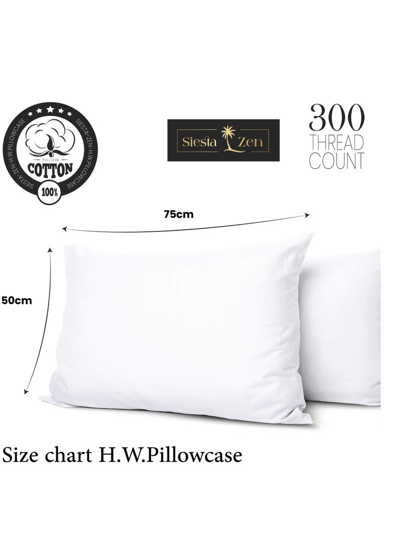 القيلولة زين قطعتان من أكياس الوسائد القياسية مقاس 50 × 75 سم من القطن المصري الخالص فائق النعومة بعدد 300 خيط فاخر 100% من القطن طويل التيلة نسيج بيركال قطعتان من غطاء وسادة ربة المنزل للفراش - Image 4