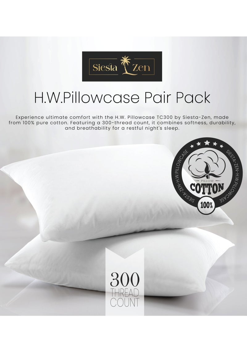 القيلولة زين قطعتان من أكياس الوسائد القياسية مقاس 50 × 75 سم من القطن المصري الخالص فائق النعومة بعدد 300 خيط فاخر 100% من القطن طويل التيلة نسيج بيركال قطعتان من غطاء وسادة ربة المنزل للفراش - Image 2