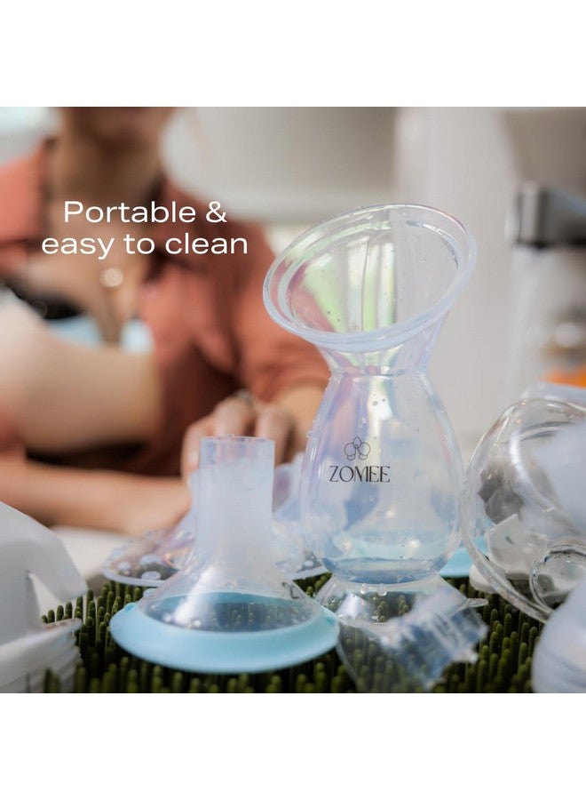 Zomee Manual Breast Pump Silicone Milk Collector - Hands-Free Milk Collection Bottle for Breastfeeding Moms - BPA-Free, Leak-Proof, Spill-Proof Design - Portable & Easy to Clean - 4oz Capacity - Image 3