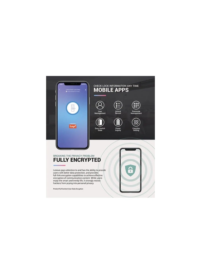 Lenovo X5F Smart Door Lock – 3D Face Recognition, Fingerprint, PIN, Card & App Unlock – IPS Display, WiFi/Bluetooth Security Lock - Image 5