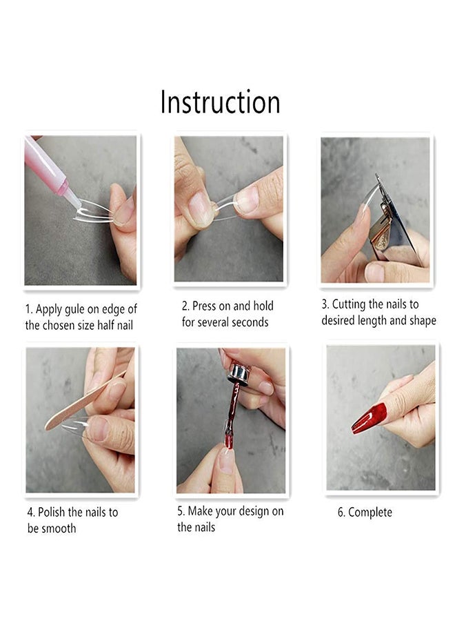 brunson Professional French Nail Tips 480pcs C Curved Long Nail Tip Premium Strong flexible False nail tips easier better-fit Press On Nails  for French Manicure Acrylic Gel Nail Extensions for Nail Art - Image 4