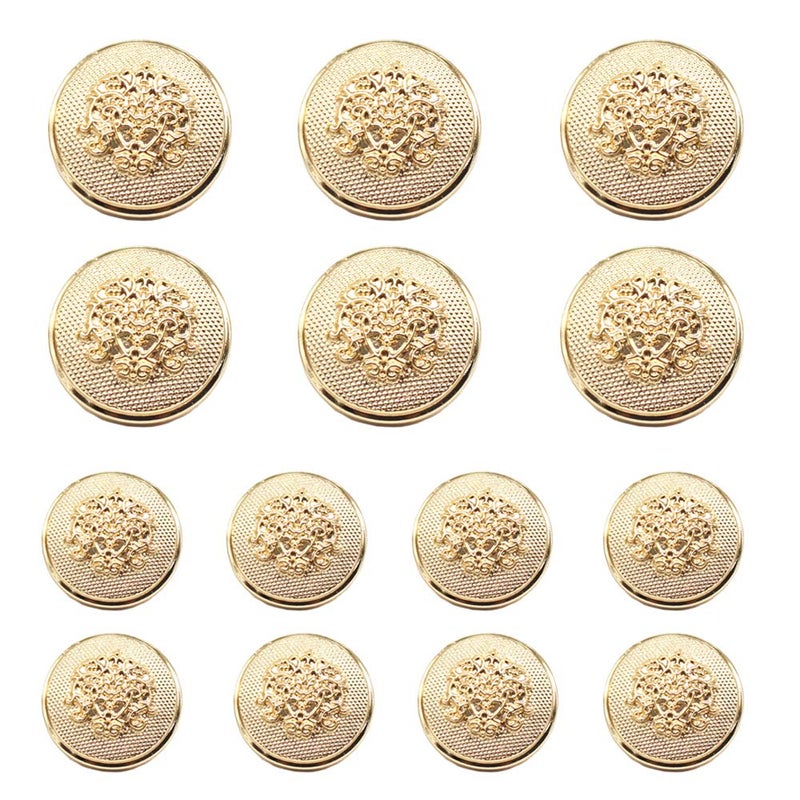 YaHoGa 14pcs Gold Blazer Buttons for Men's Suits Blazers Sport Coats 20mm 15mm Metal Shank Suit Buttons Set for Sewing Coats Suits Blazers (MB20080) - Image 1