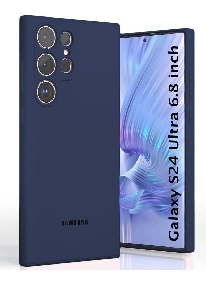 BORTONY Samsung Galaxy S24 Ultra Cover Liquid Soft Gel Rubber Anti Scratch Genuine Silicone Phone Case for Galaxy S24 Ultra 6.8 inch - Image 1