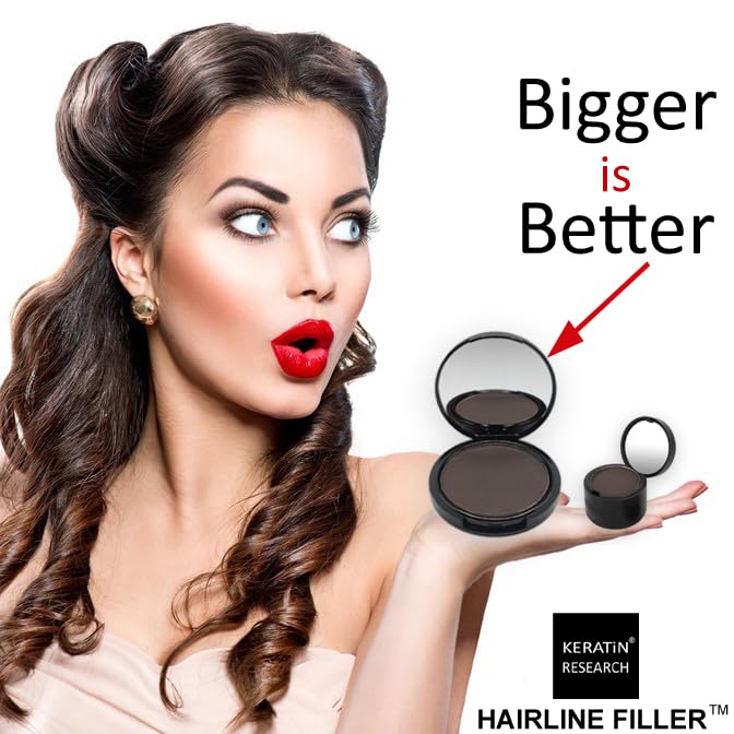 KERATIN RESEARCH Hairline Filler Unisex Mineral Powder Root Touch-Up Hair loss Concealer Scalp & Beard Bald Patch Coverage Fibers for Thinning Hair Waterproof Organic Natural look (WARM MED BROWN, XL) - Image 2