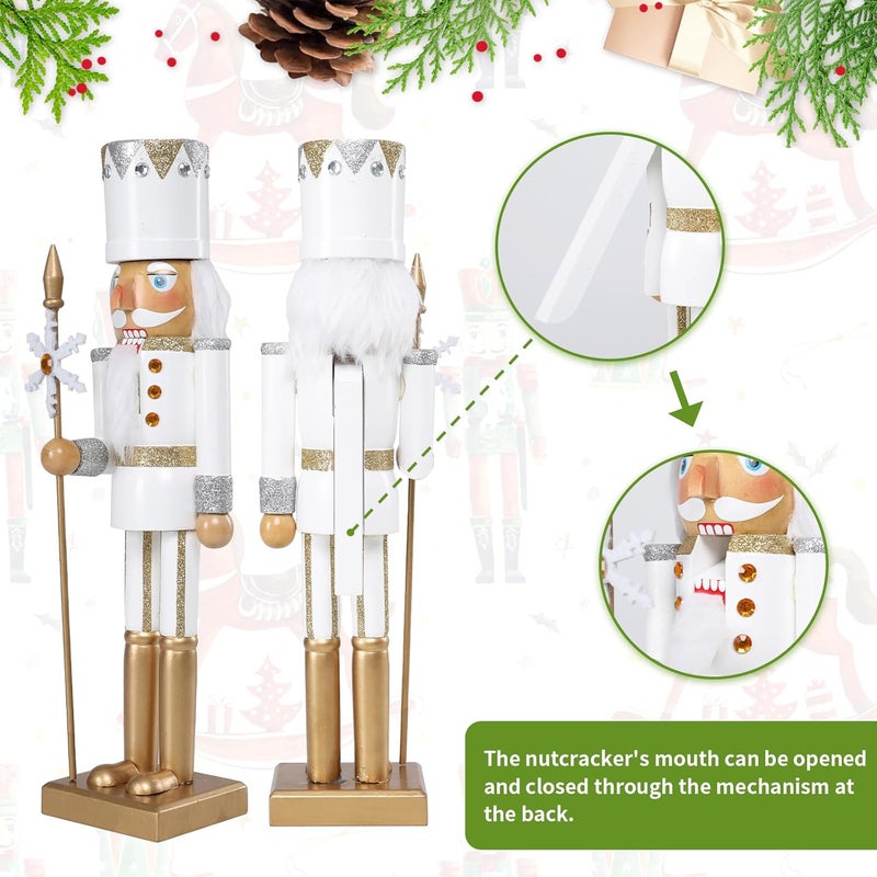 Vipush Christmas Wooden Nutcracker Soldier - 15 Inch Snowflake Scepter Style Figure Ornament Desktop Xmas Puppet Decor Doll Pendant for Party Store Home - Image 5