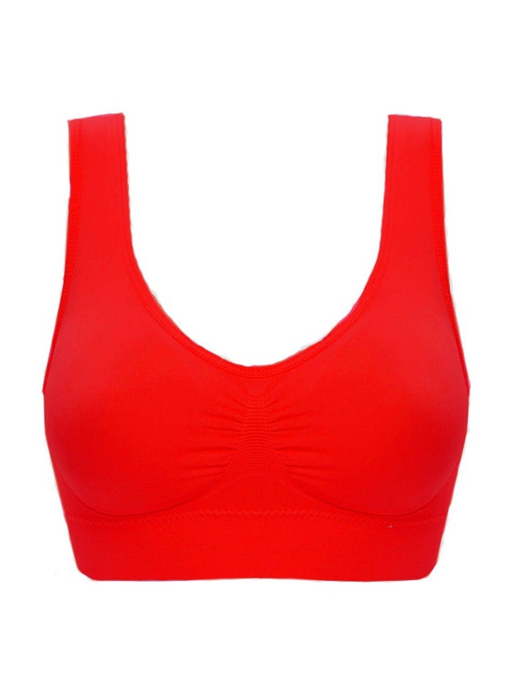 AROAQ Women Sports Bra, Fitness Sports Yoga Bra with Removable Padding,  Double-layer Seamless  Sports Bra without Rims, Comfortable Soft Bra for Workouts Running Yoga Trainings, (Size XXL, Big Red)  - Image 1