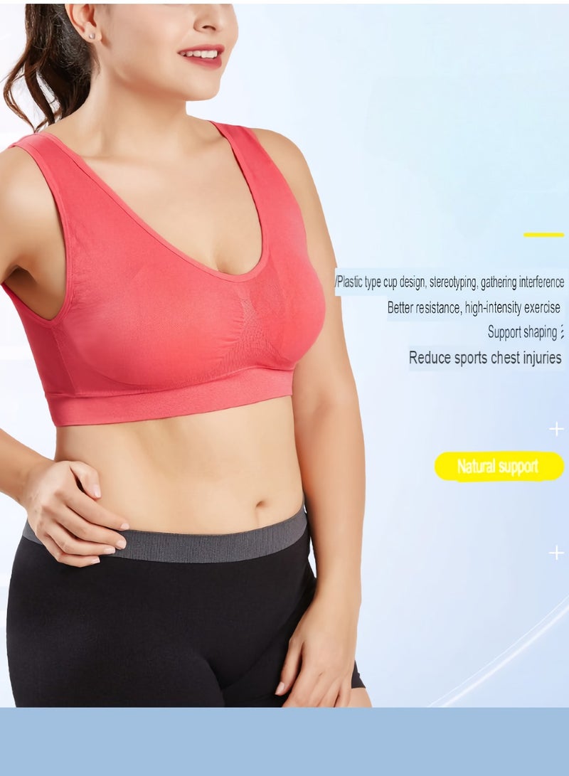 AROAQ Women Sports Bra, Fitness Sports Yoga Bra with Removable Padding,  Double-layer Seamless  Sports Bra without Rims, Comfortable Soft Bra for Workouts Running Yoga Trainings, (Size XXL, Big Red)  - Image 2