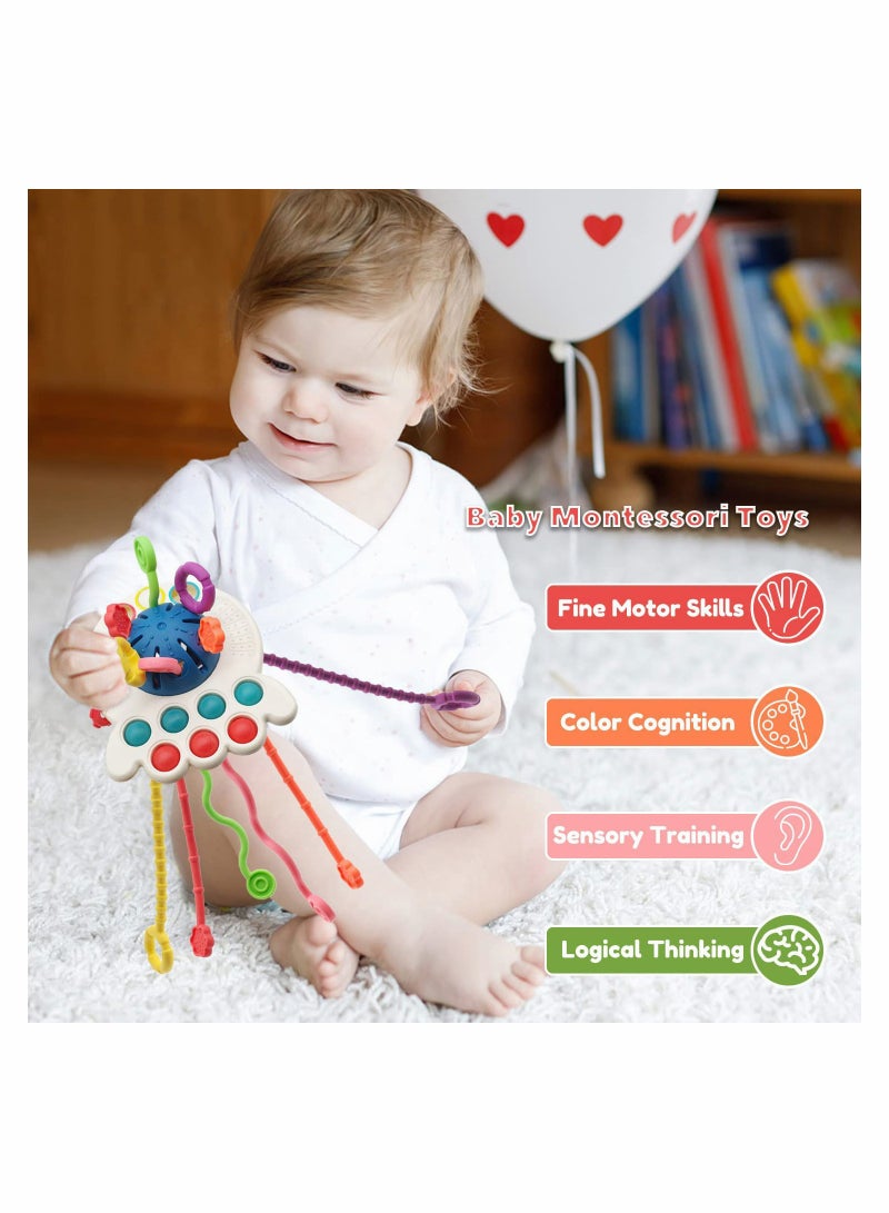 SYOSI Baby Montessori Toys for 18M+, SYOSI Baby Sensory Toys Push and Pull String Toys, Early Learning Activity Toys Baby Teether Toys for Toddlers 1-3, Fine Motor Skill Gift for Babies (Octopus) - Image 4