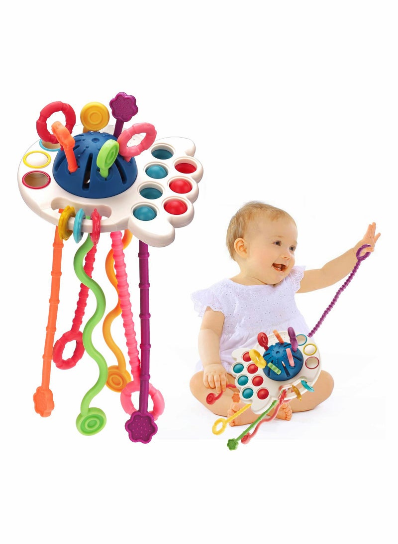 SYOSI Baby Montessori Toys for 18M+, SYOSI Baby Sensory Toys Push and Pull String Toys, Early Learning Activity Toys Baby Teether Toys for Toddlers 1-3, Fine Motor Skill Gift for Babies (Octopus) - Image 1