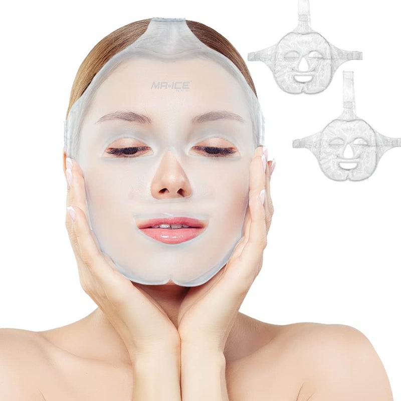 MRICE Gel Face Ice Pack Mask 2 Cooling Masks for Face Swelling ice face mask Reusable Cold Hot Compress for Puffiness Sinus Pain  Stress Relief Freezer Face Mask for Headache Dark Circles